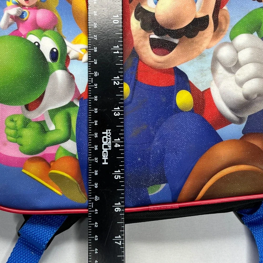 Nintendo Super Mario Backpack Kids Blue Red Polyester Graphic School Bag 16 inch